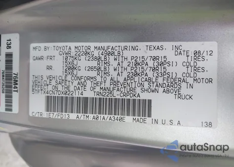 2013 Toyota Tacoma z USA, uszkodzony, nr VIN 5TFTX4CN7DX022114